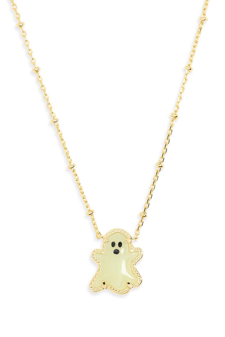 Reversible Ghost Pendant Necklace, Main, color, GLD WHT GLOW IN DARK