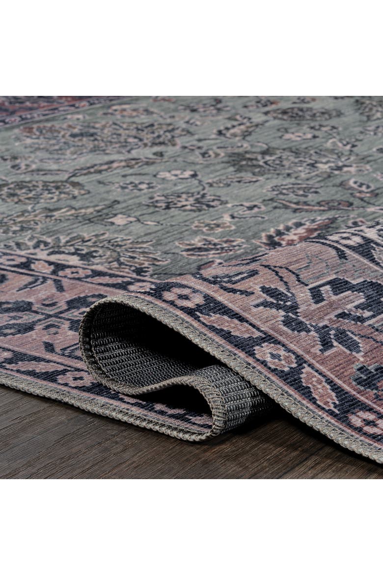 Victoria Ornate Persian All-Over Machine-Washable Area Rug, Alternate, color, Purple/Gray