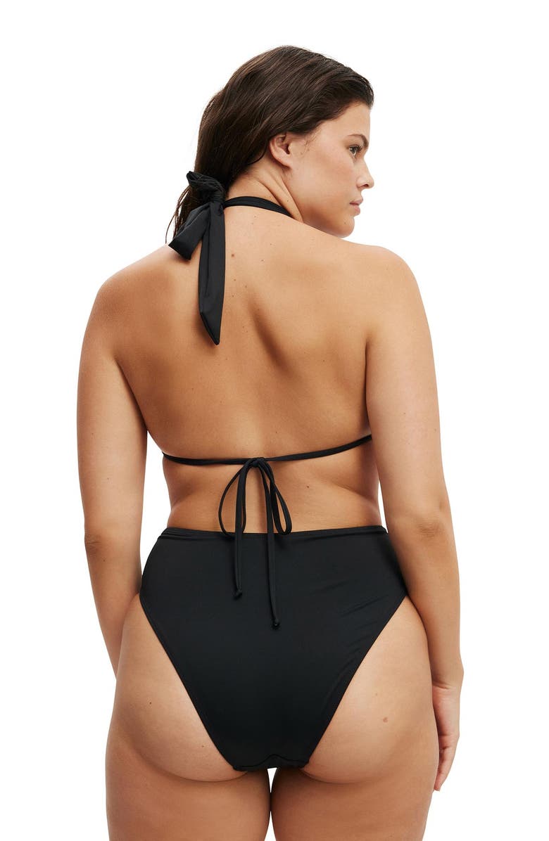 COTTON ON BODY Women's High Apex Slider Triangle Bikini Top, Alternate, color, Black