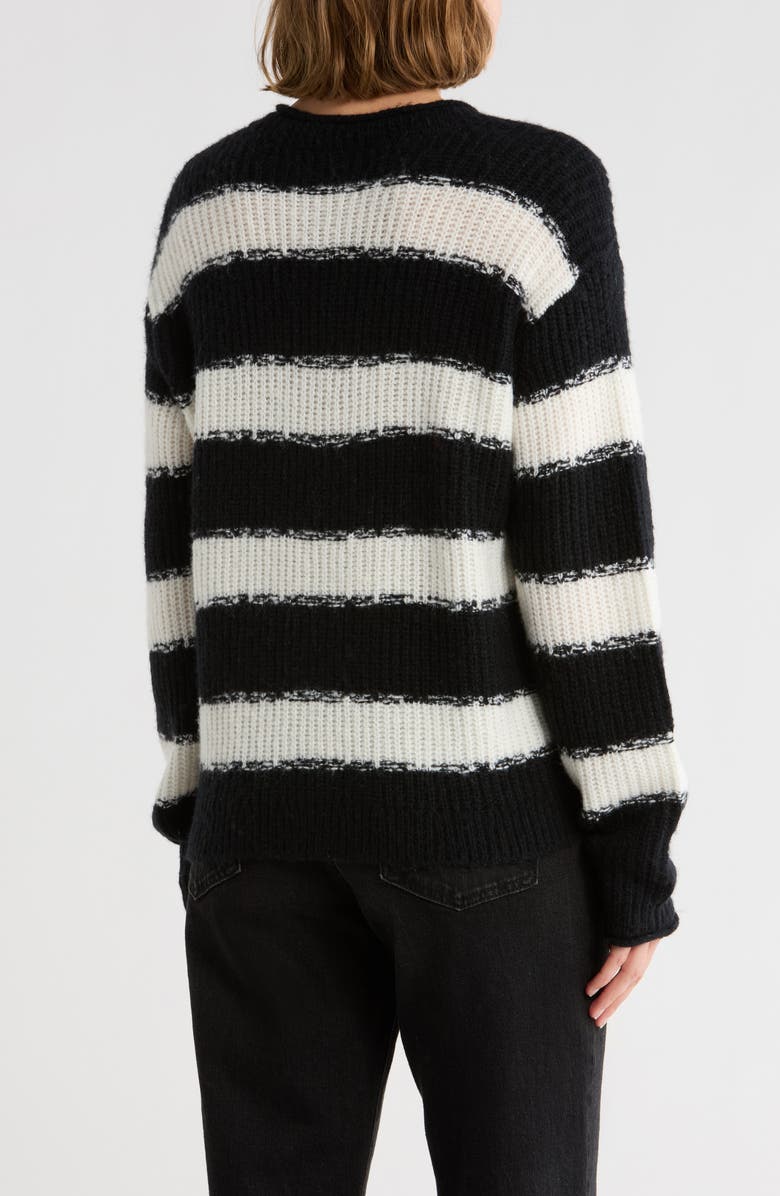ATM Anthony Thomas Melillo Stripe V-Neck Sweater, Alternate, color, Chalk/Black