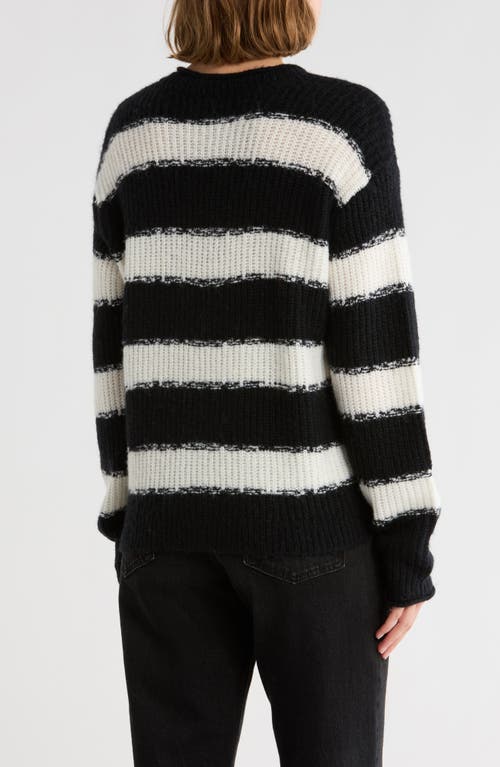 Atm Anthony Thomas Melillo Stripe V-neck Sweater In Black