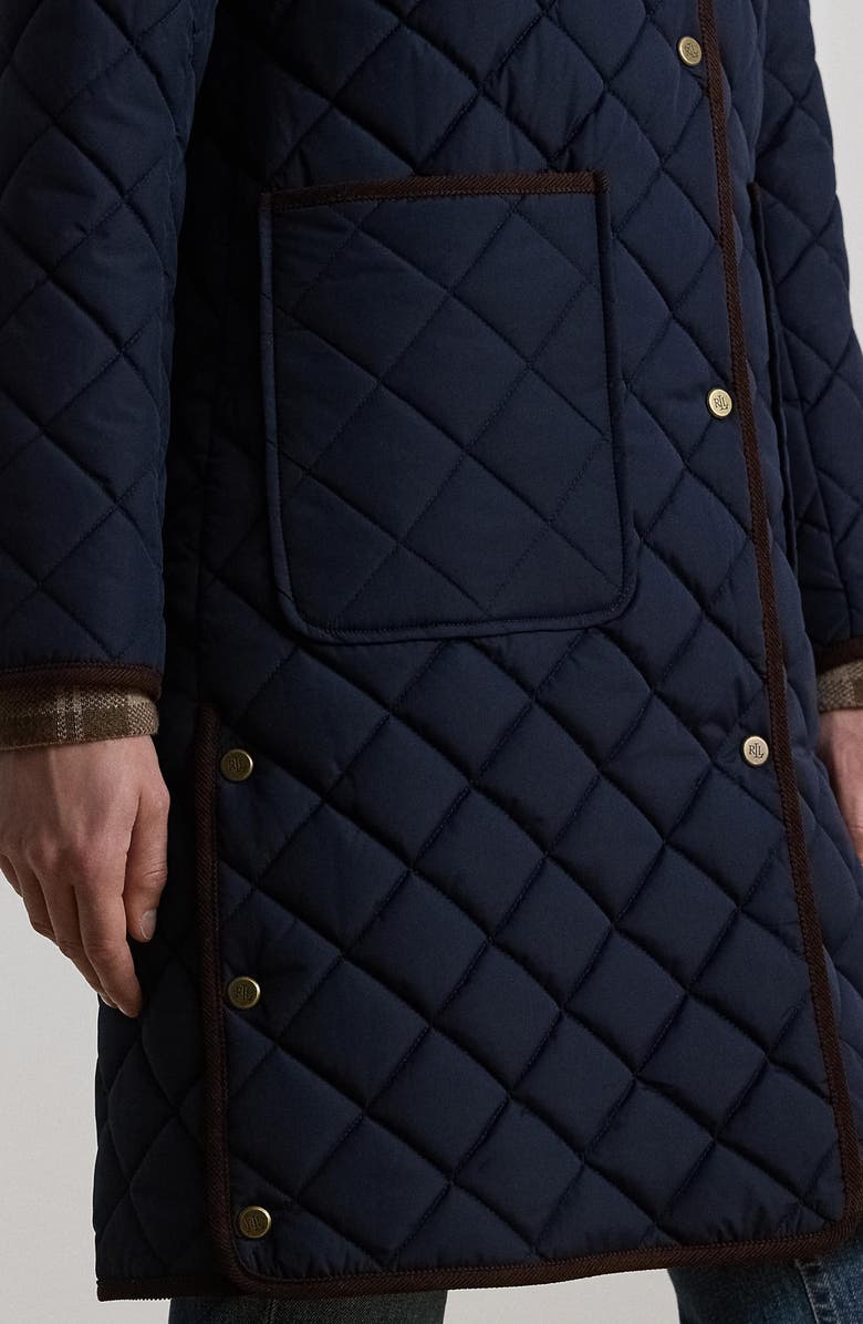 Lauren Ralph Lauren Diamond Quilted Hooded Coat, Alternate, color, Dk Navy