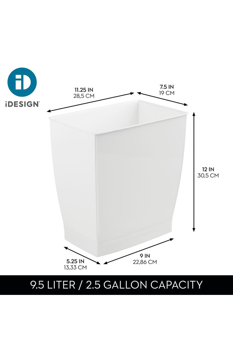 Mono Rectangular Trash Can, 2.5 Gal. / 9.5 Liter, 4-Pack, White, Made in USA, Alternate, color, White