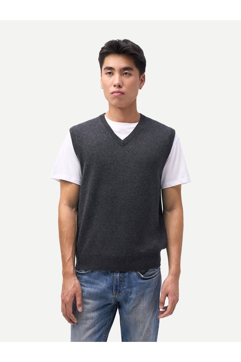 Timeless V-Neck Cashmere Vest, Alternate, color, charcoal