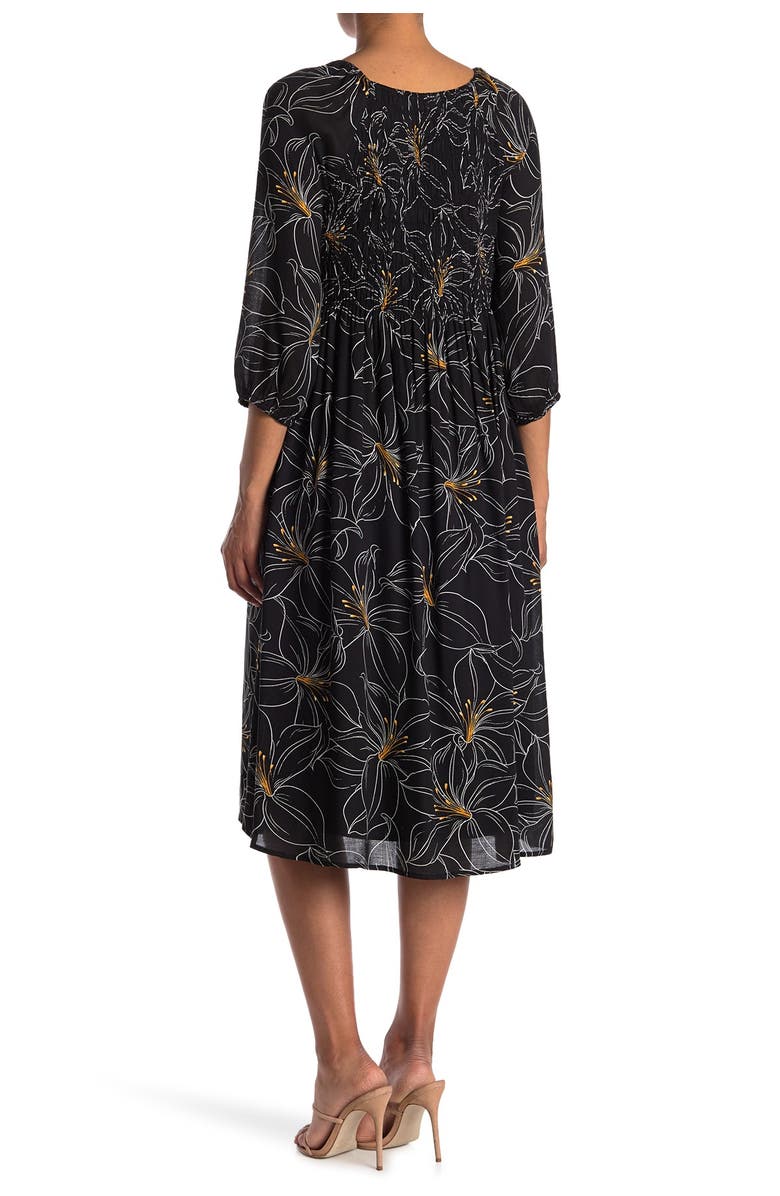 DR2 by Daniel Rainn Daniel Rainn Square Neck Smocked Midi Dress, Alternate, color,