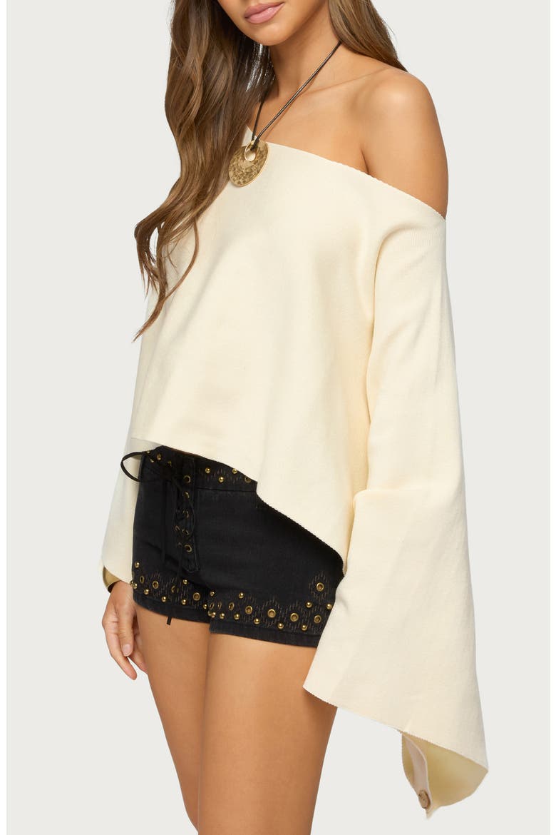 Sharla Off the Shoulder Poncho Top, Alternate, color, CREAM