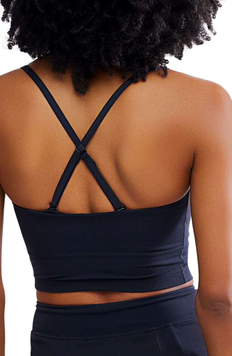 Free People Never Better Longline Sports Bra, Alternate, color, Black