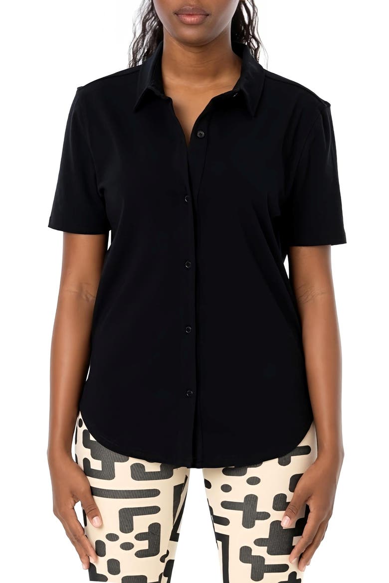 Clark Short Sleeve Button-Up Shirt, Main, color, BLACK