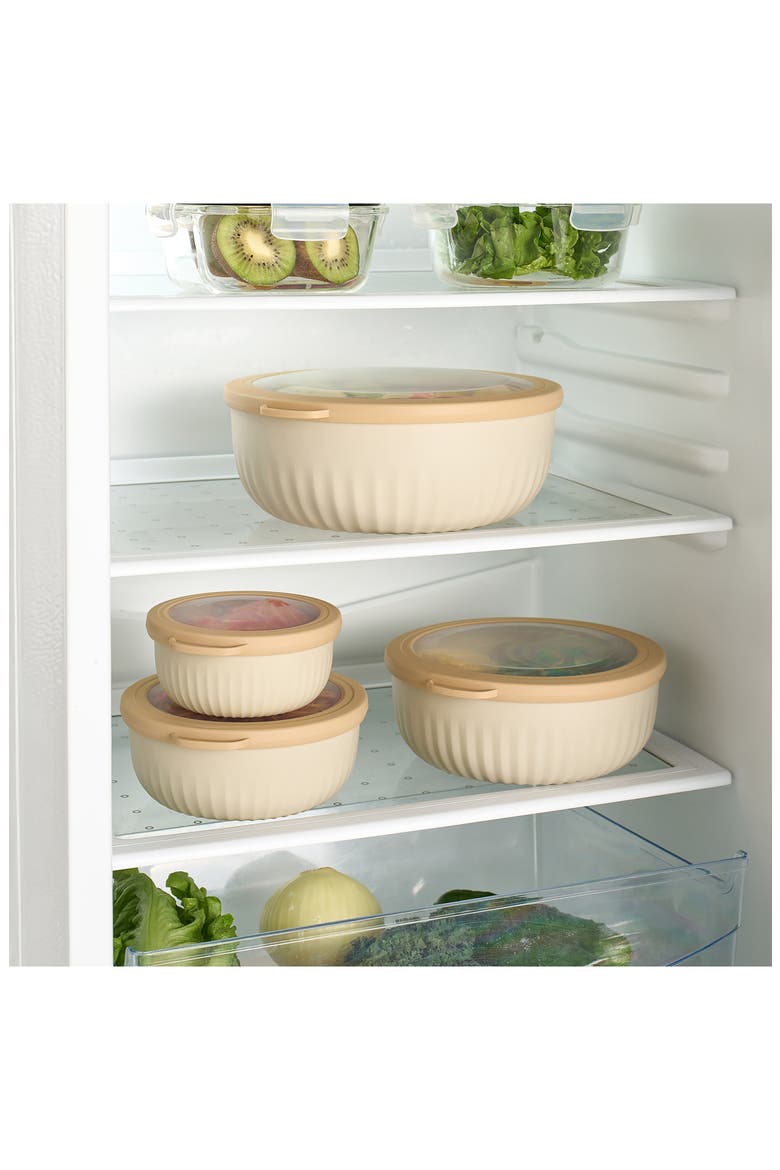 4-Pack Round Stackable Food Storage Containers, Alternate, color, BEIGE