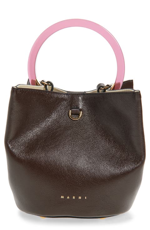 Pannier Top Handle Leather Bucket Bag