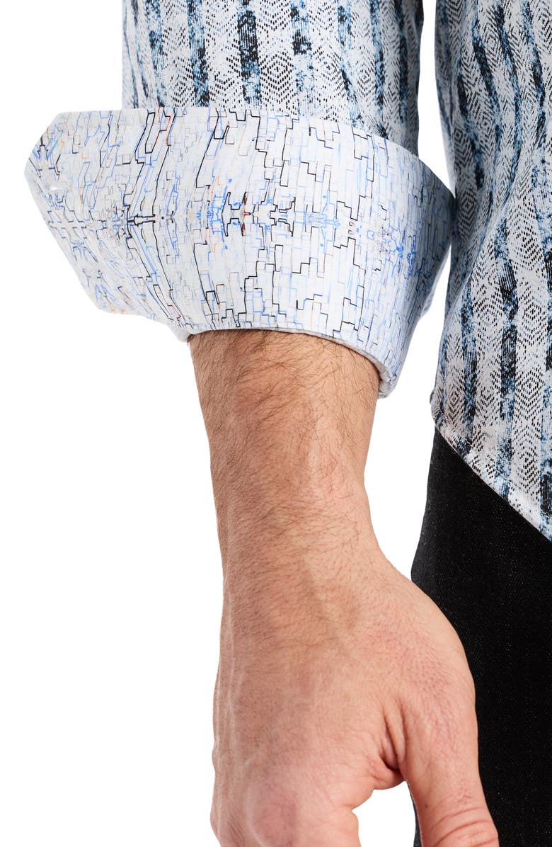 Robert Graham Wooster Stripe Stretch Cotton Button-Up Shirt, Alternate, color, White