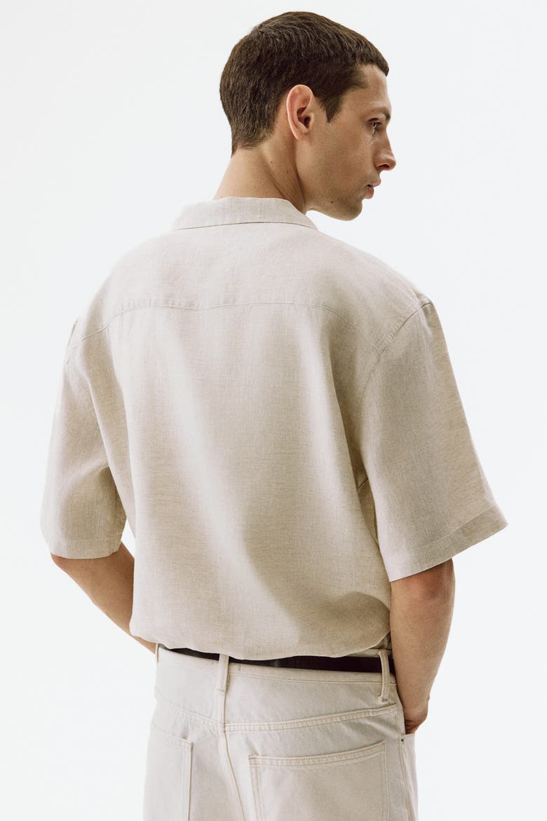 Relaxed Fit Linen Resort Shirt, Alternate, color, Light beige