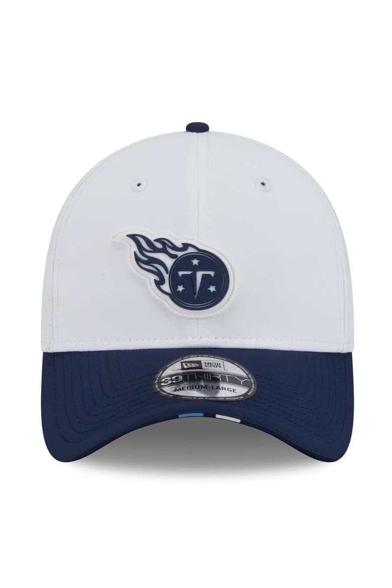 Men's New Era  White/Navy Tennessee Titans 2025 NFL Training Camp 39THIRTY Flex Hat, Alternate, color, White