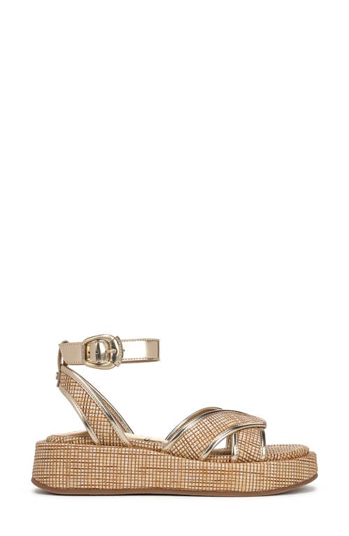 Sam Edelman Nylie Platform Ankle Strap Sandal Sand Dune Multi Faux Raffia In Sand Dune Multi/amber Multi