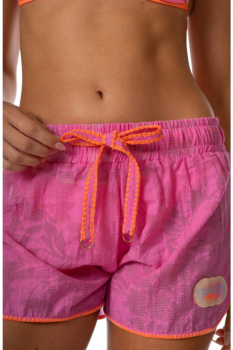 Fuchsia Flower Ryto Cover-Up Shorts, Alternate, color, DARK PINK