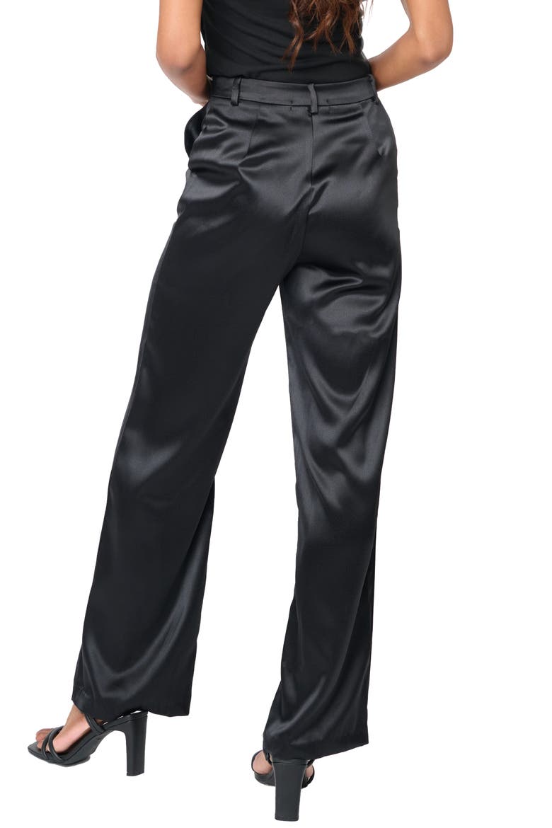 Lindsey Wide Leg Satin Pants, Alternate, color, BLACK