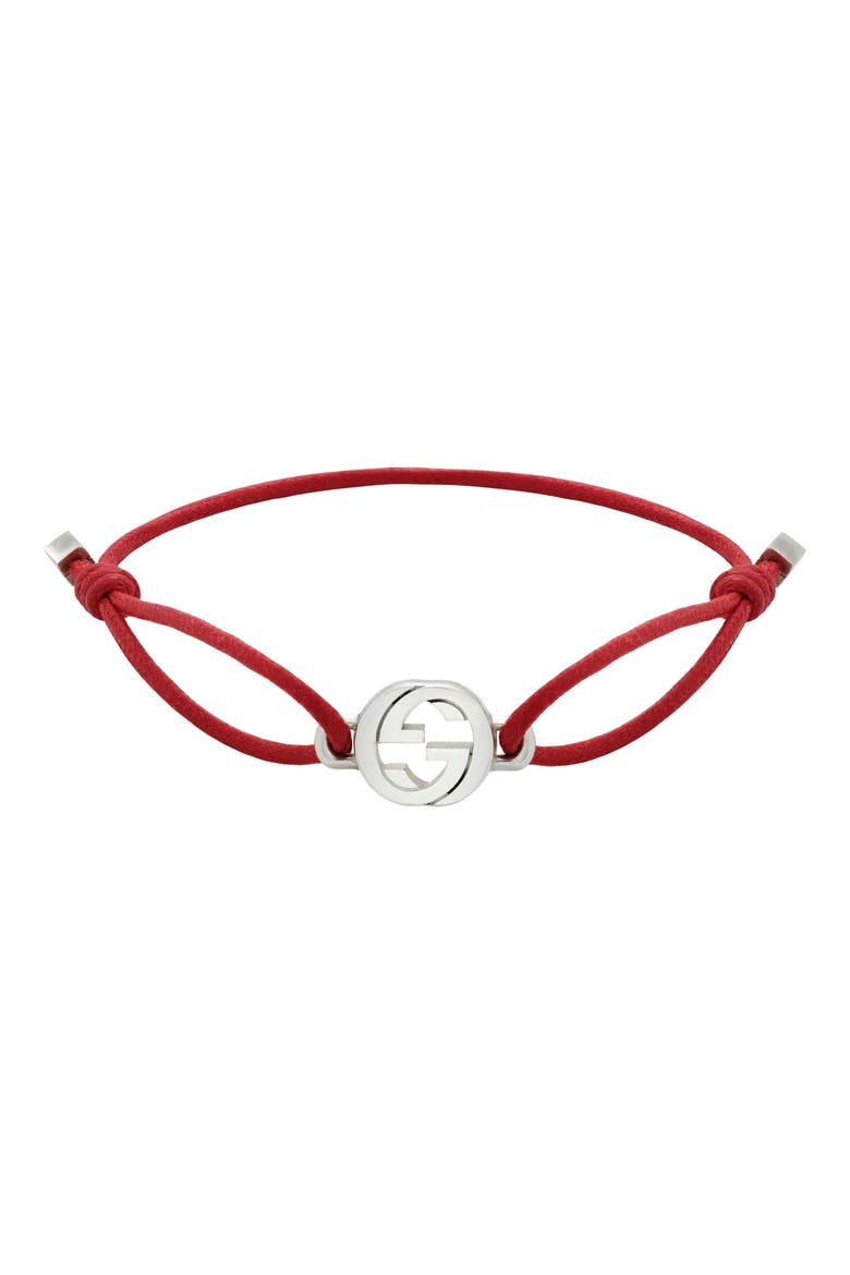 Interlocking-G Cord Bracelet, Main, color, SILVER RED