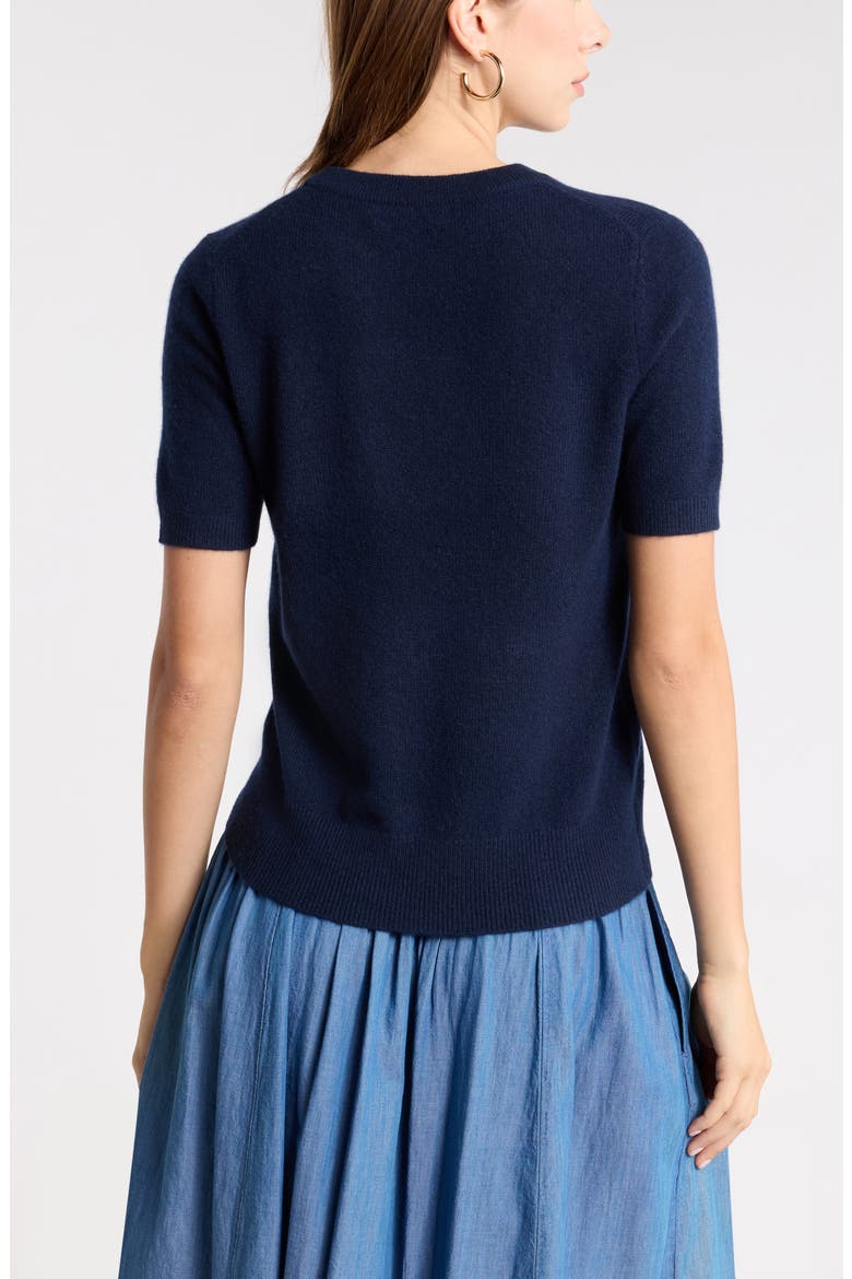 Short Sleeve Cashmere Sweater, Alternate, color, NAVY NIGHT