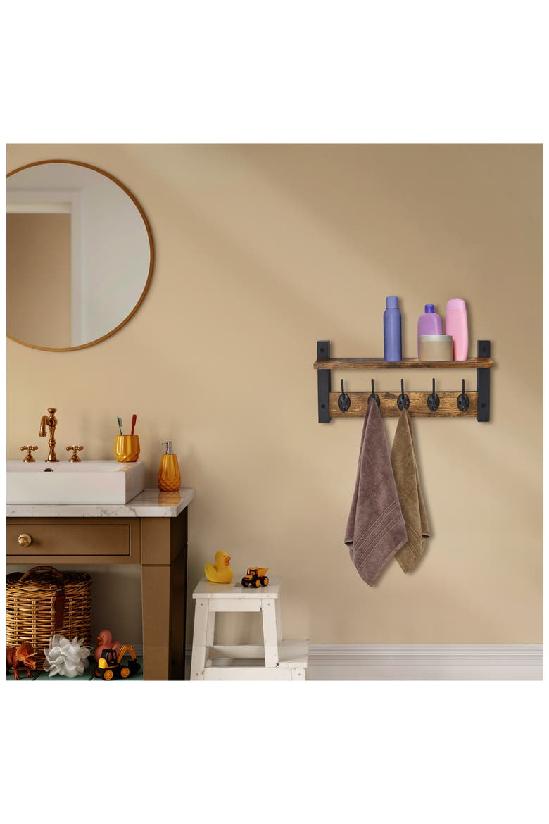 16-Inch Floating Wall Shelf, Alternate, color, BROWN