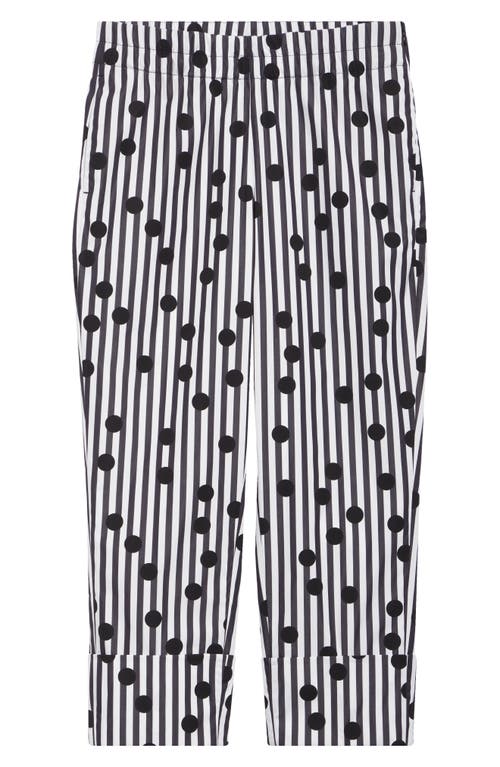 Akris Punto Farrell Cuffed Polka Dot Stripe Cotton Poplin Crop Pants In Black