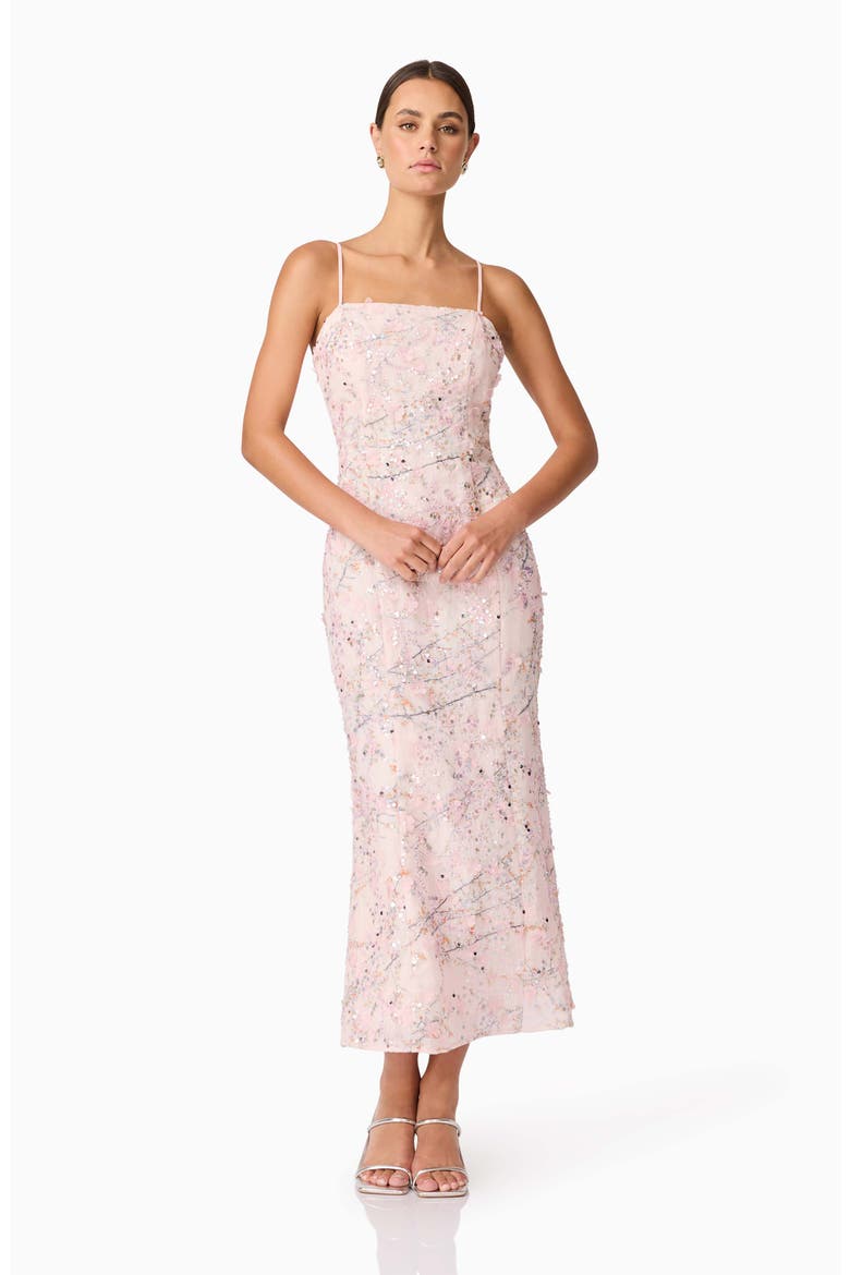 Regina Floral Sequin Sleeveless Trumpet Gown, Alternate, color, PINK