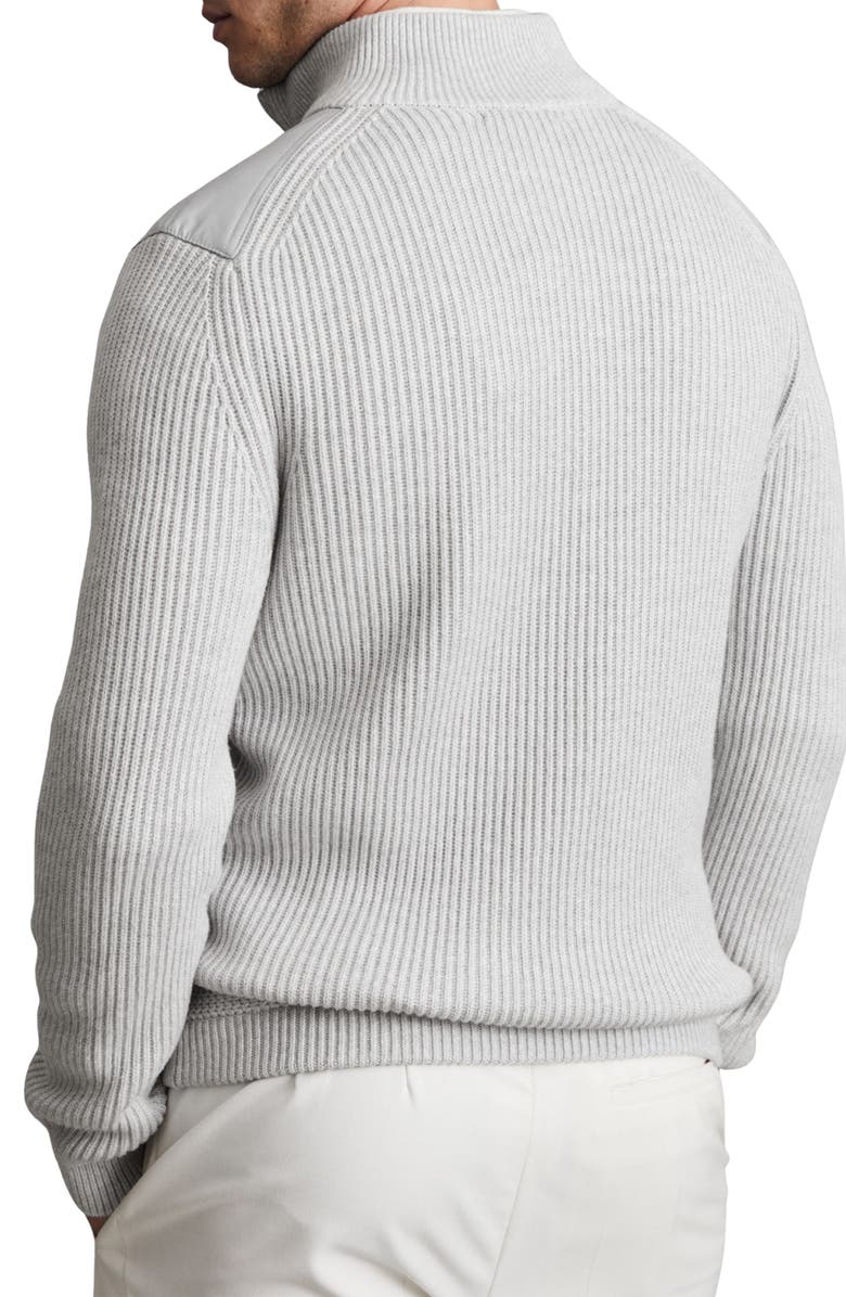 Reiss Trainer Quilted & Ribbed Hybrid Jacket, Alternate, color, Soft Grey