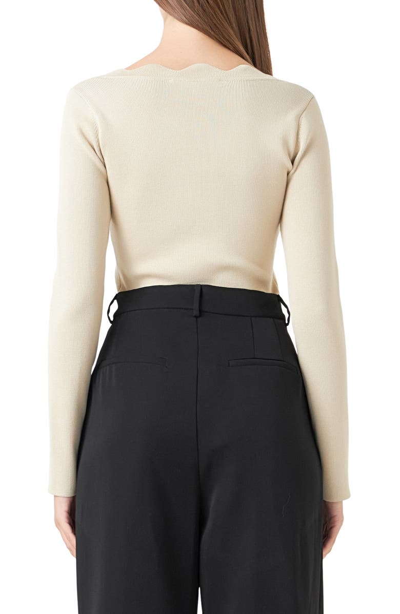 Endless Rose Scallop Square Neck Sweater, Alternate, color, Taupe