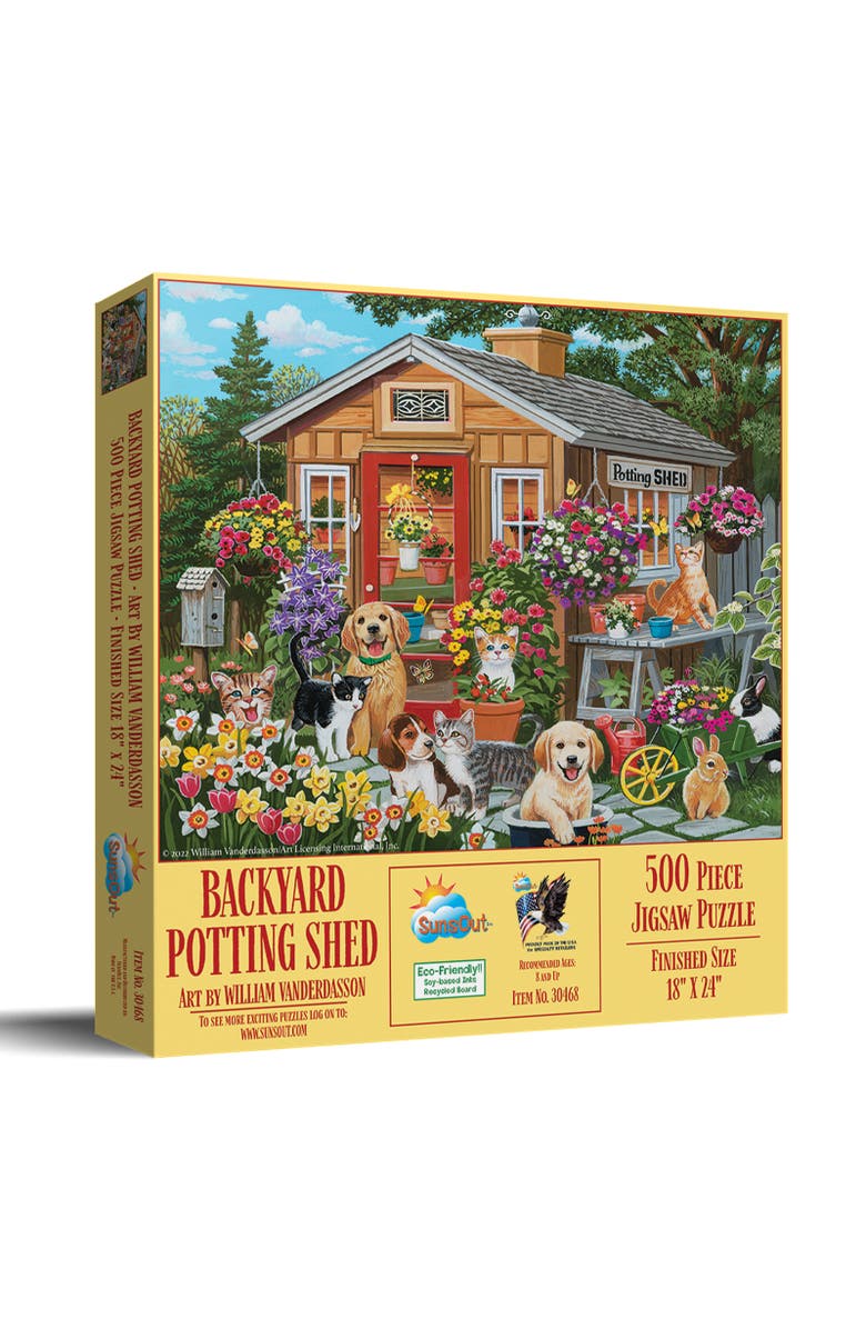 Sunsout Backyard Potting Shed 500 piece Jigsaw Puzzle for Adults, Main, color, Multicolor