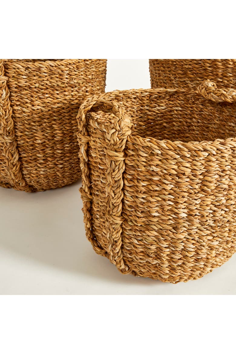 Seagrass Round Drum Baskets, Set Of 3, Alternate, color, Brown
