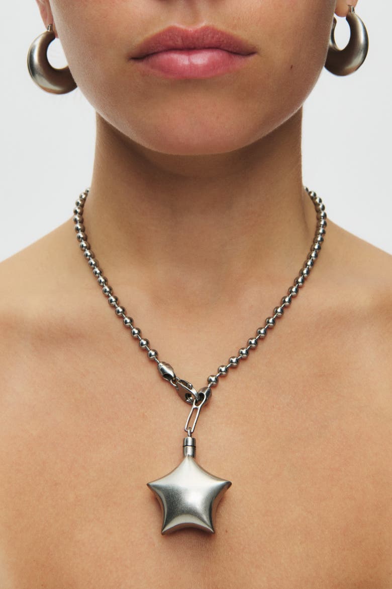 Puffed Star Necklace II, Alternate, color, Silver