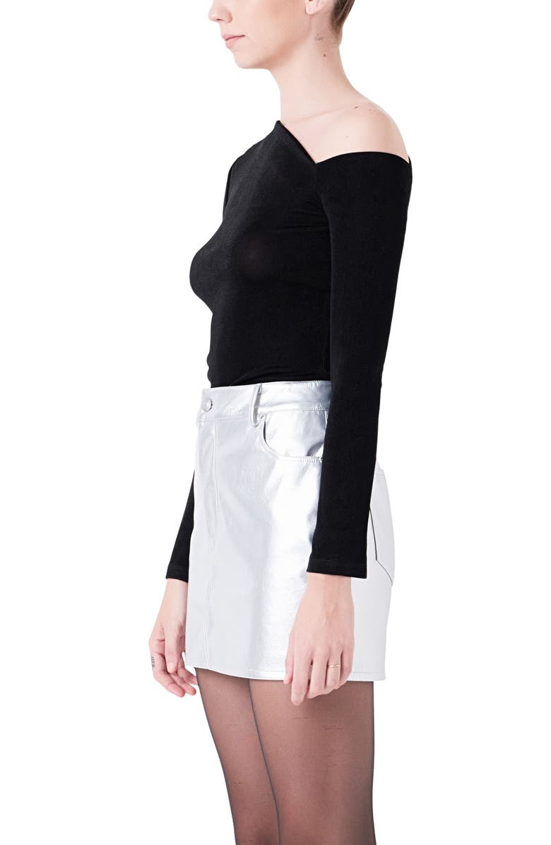 Grey Lab Asymmetric One-Shoulder Top, Alternate, color, Black