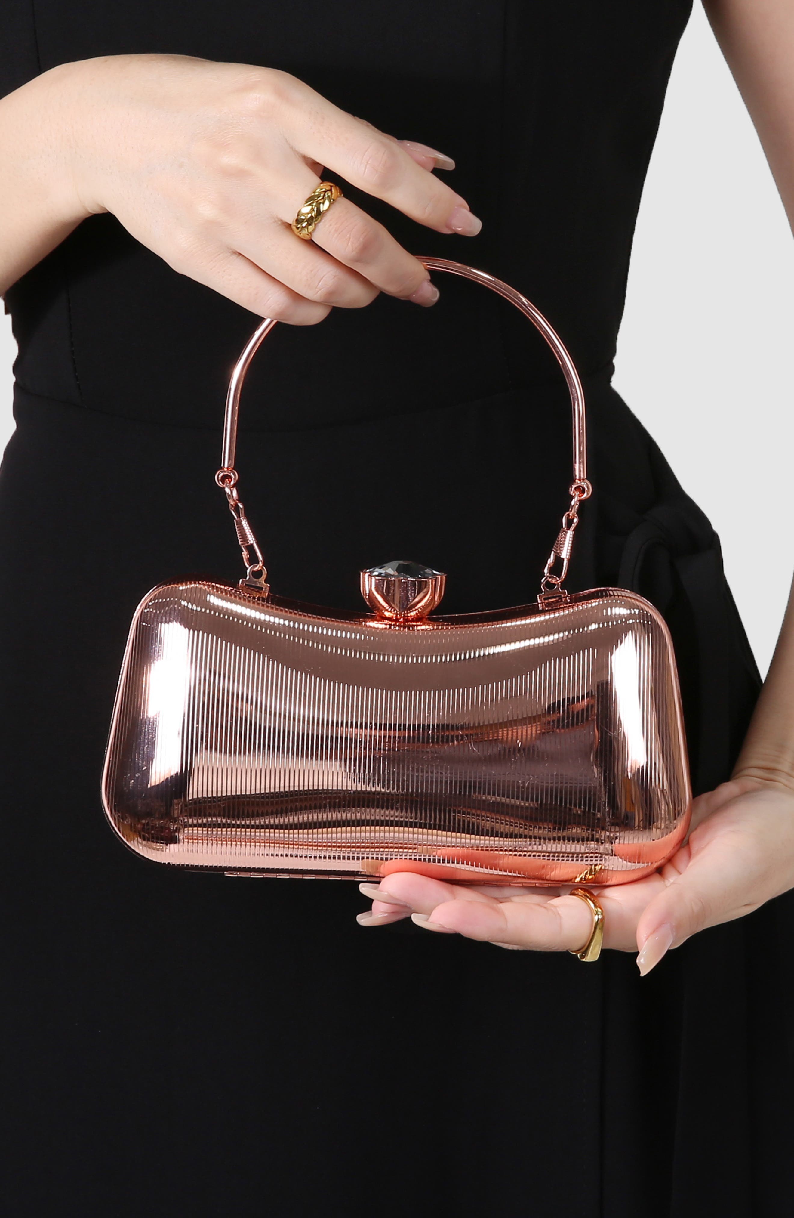 BERNESS Ribbed Clutch, Alternate, color, Champagne