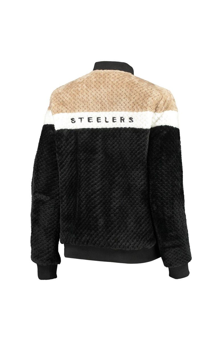 G-III 4HER BY CARL BANKS Women's G-III 4Her by Carl Banks Black/Cream Pittsburgh Steelers Riot Squad Sherpa Full-Snap Jacket, Alternate, color, 