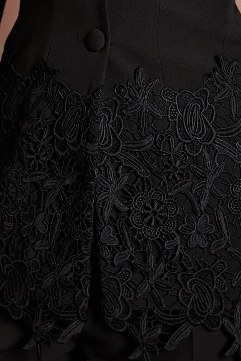 Single Breasted Embroidered Lace Blazer, Alternate, color, Black