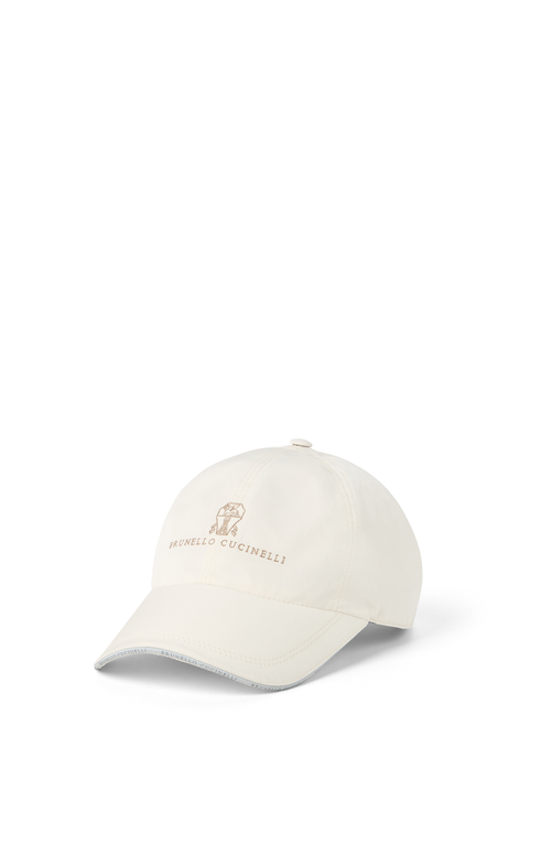 Brunello Cucinelli Baseball Cap In Garment-dyed Twisted Cotton Gabardine With Embroidered Logo In Off-white