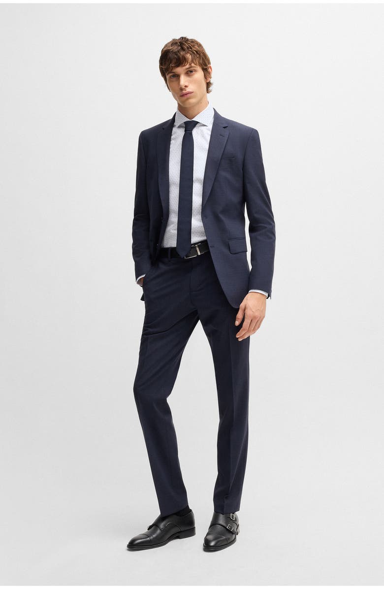 BOSS Hank Slim Fit Neat Cotton Dobby Dress Shirt, Alternate, color, White