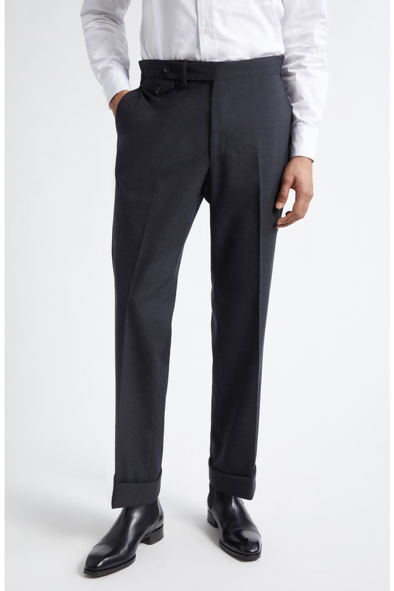 Waverly Single Pleat Tapered Trousers, Main, color, DARK NAVY