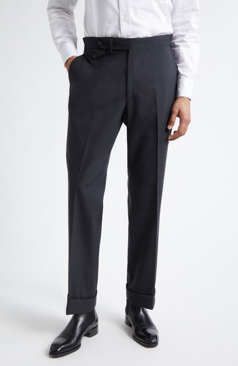 J. Mueser Waverly Single Pleat Tapered Trousers, Main, color, Dark Navy
