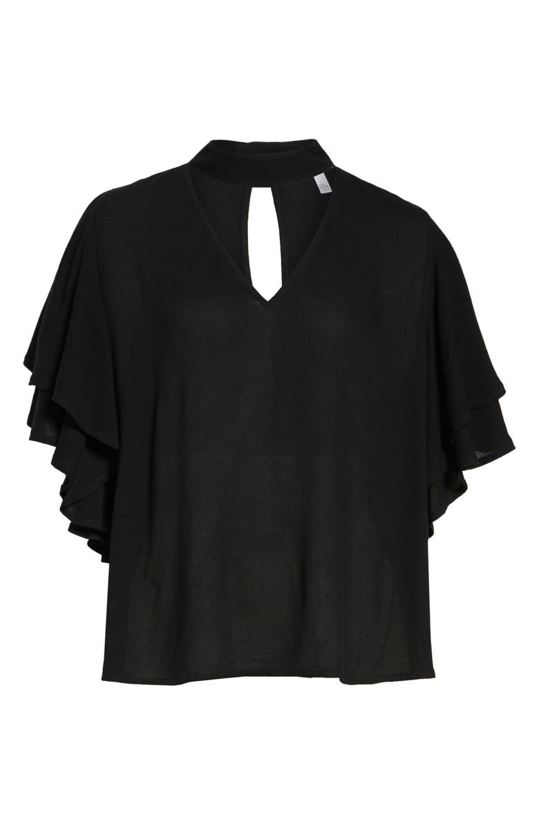Leith Choker Ruffle Sleeve Top, Alternate, color, 