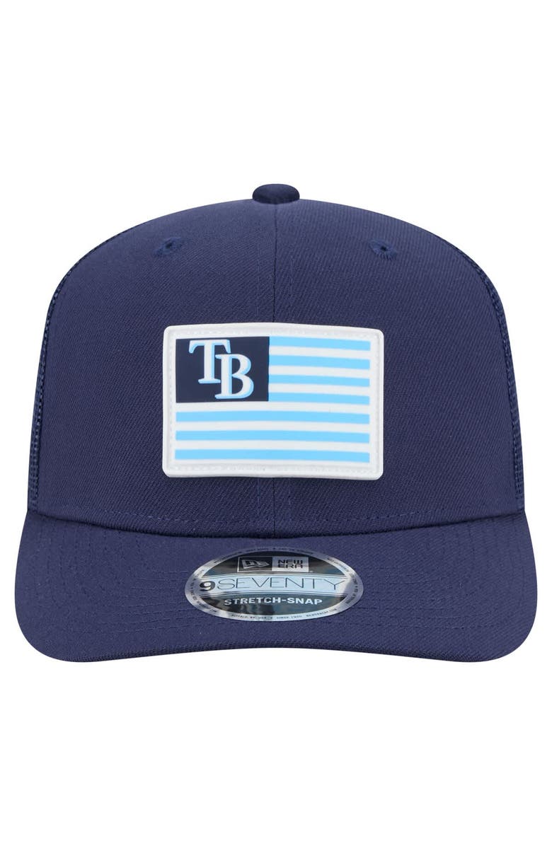 New Era Men's New Era Navy Tampa Bay Rays Flag 9SEVENTY COOLERA Stretch-Snap Hat, Alternate, color, Navy