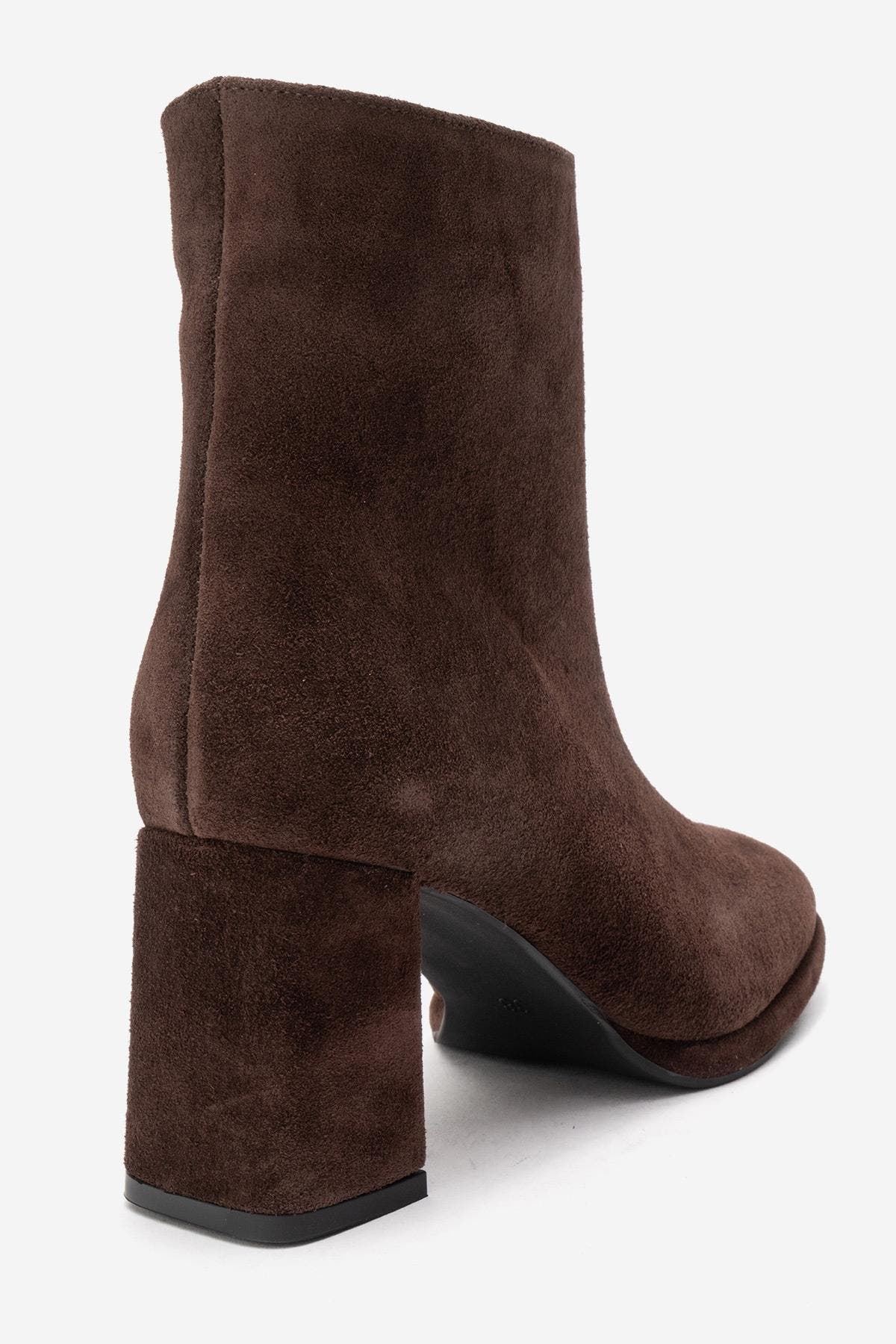 Forever & Always Shoes Napoli Leather Block Heel Boot, Alternate, color, Brown Suede