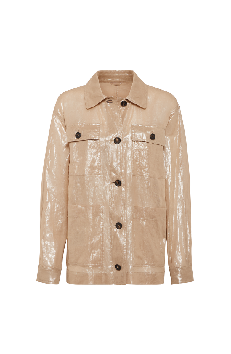 Brunello Cucinelli Lamé cotton gauze outerwear jacket, Main, color, 
