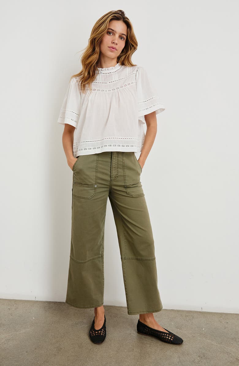 Rails Daisy Lace Inset Cotton Peasant Top, Alternate, color, White