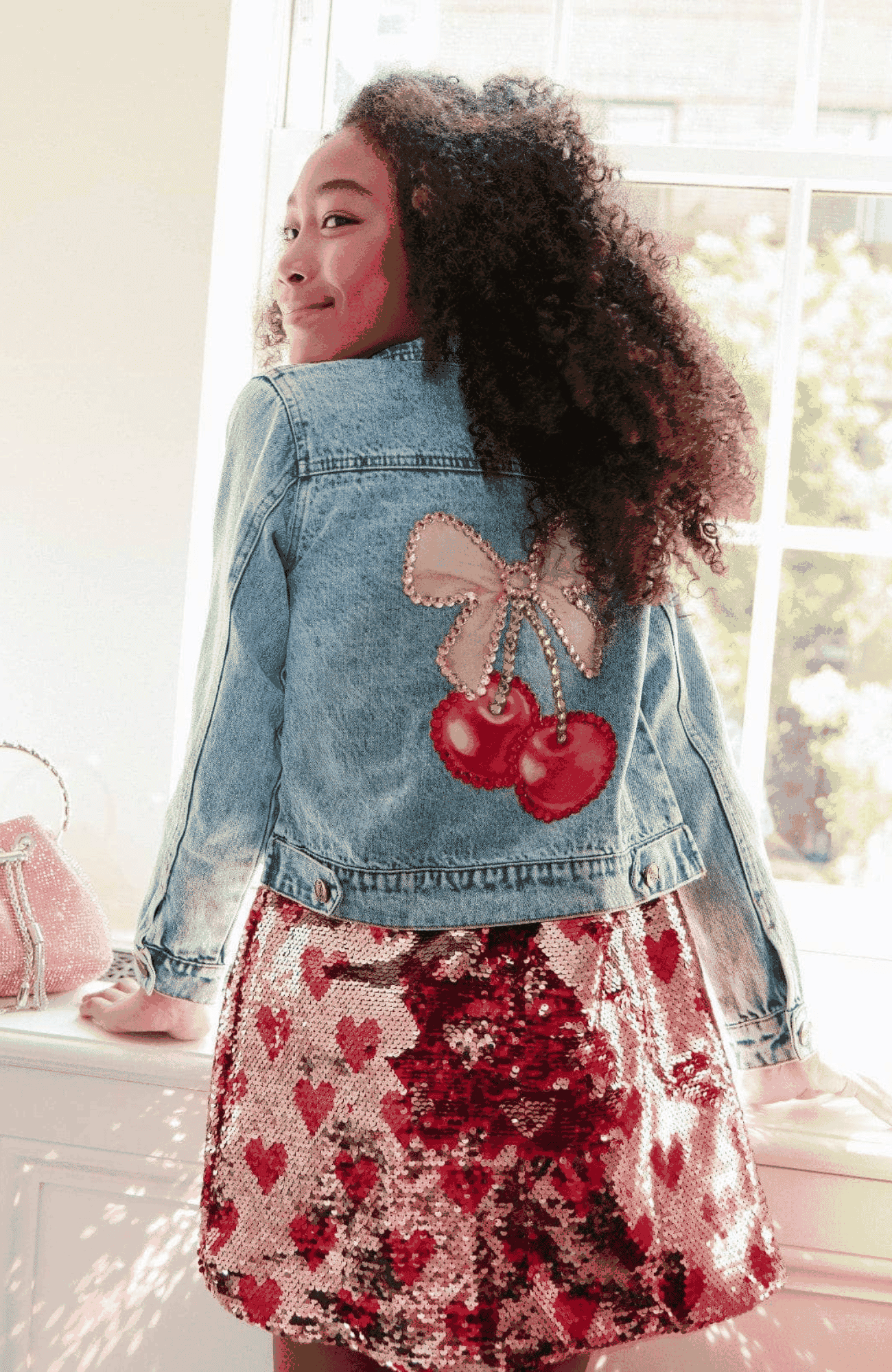 Детские Lola + The Boys Crystal Cherry Bow Denim Jacket — фото 2