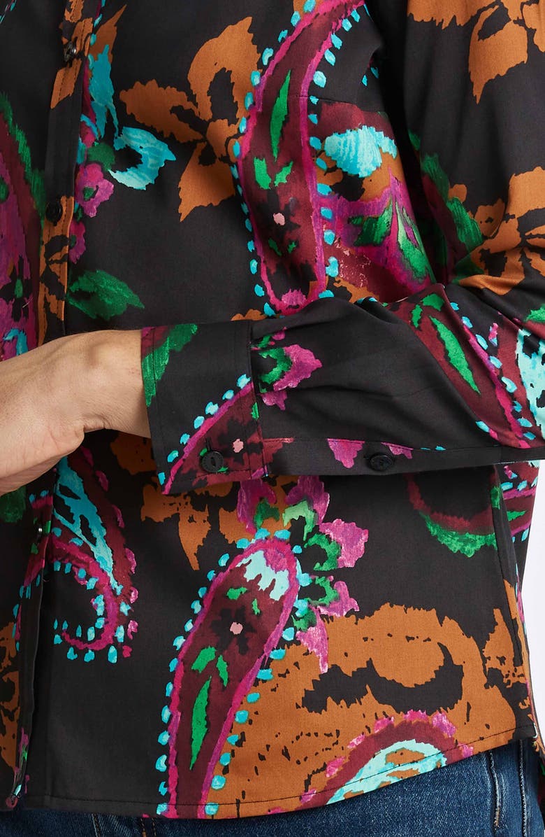 Foxcroft Hampton Painted Wrinkle Resistant Button-Up Shirt, Alternate, color, Black Multi