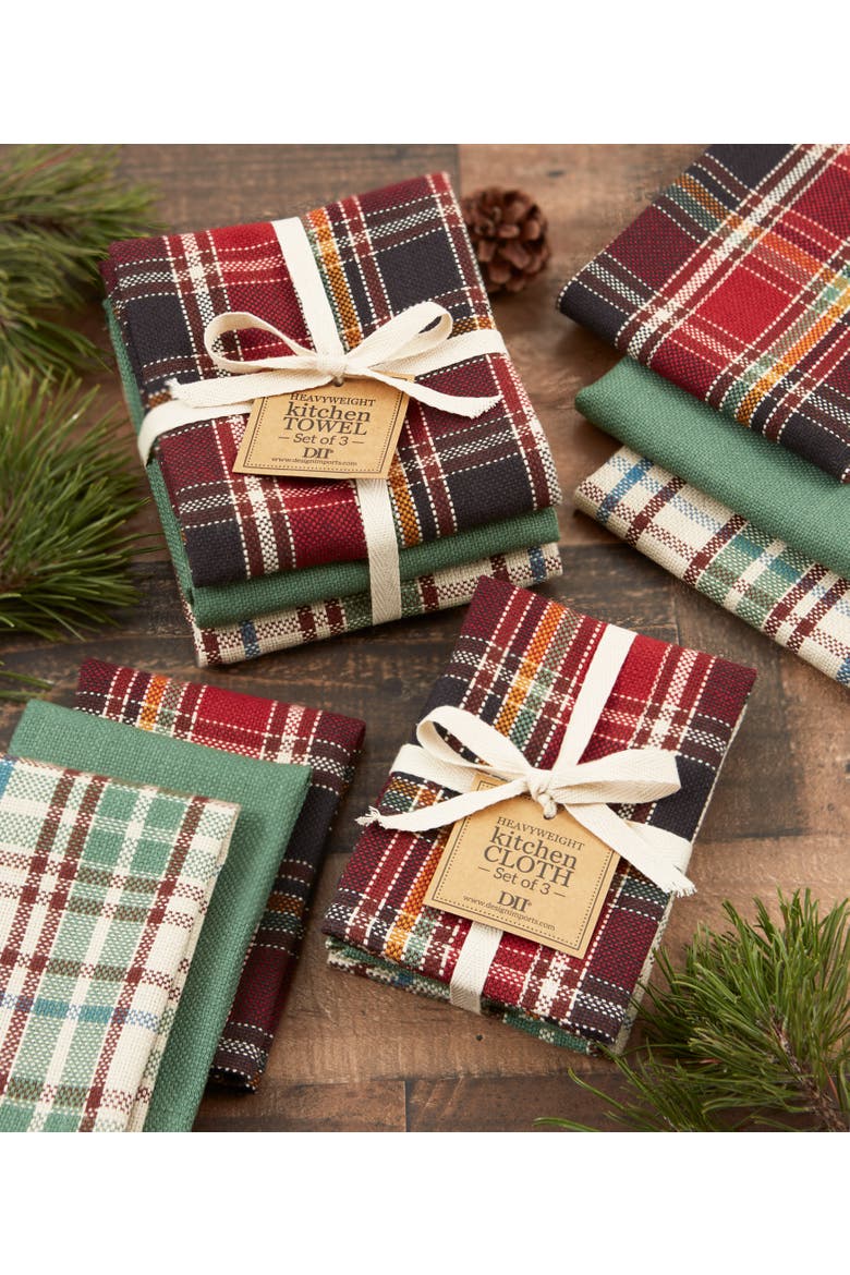 Heavyweight Essentials Dishtowel Set of 3, Alternate, color, Multi-Color Plaids