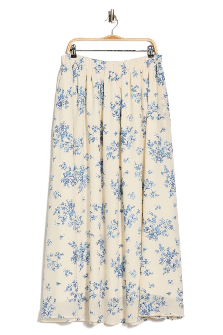 Leopard Print Flared Midi Skirt, Alternate, color, IVORY/ BLUE