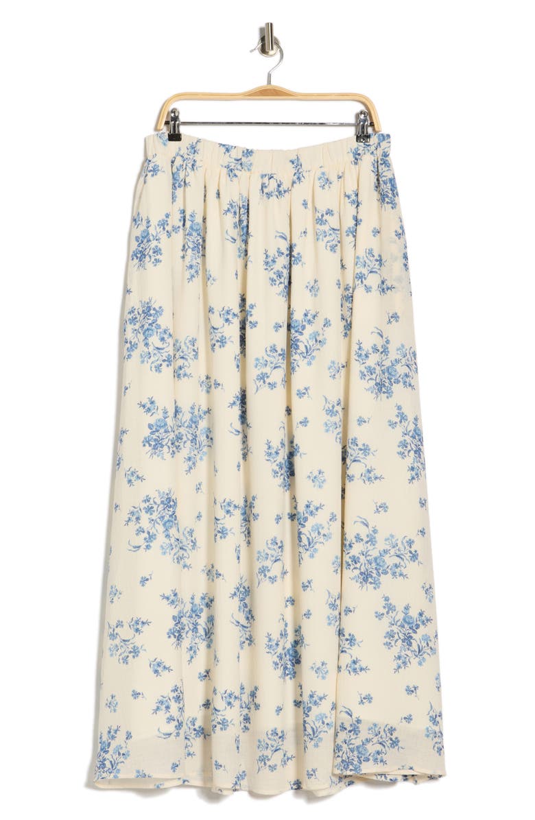 Renee C Leopard Print Flared Midi Skirt, Main, color, Ivory/ Blue
