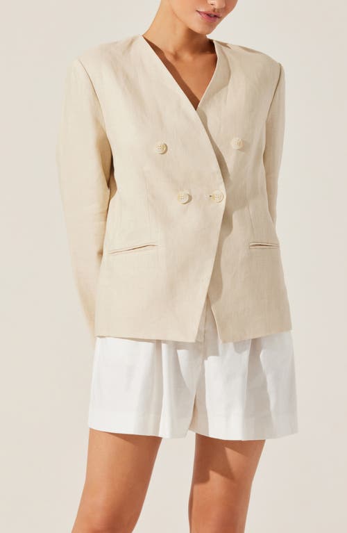 Astr The Label Dannika Collarless Linen Blazer In Brown