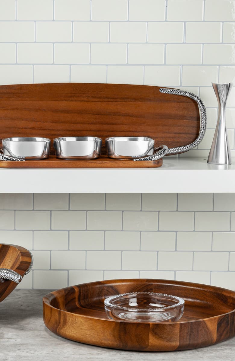 Nambé Wood & Glass Chip & Dip Set, Alternate, color, Brown